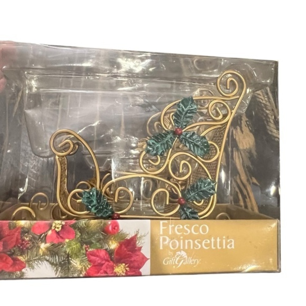 Fresco Poinsettia Sleigh Christmas‎ Votive Tea-light Candle Holder Centerpiece